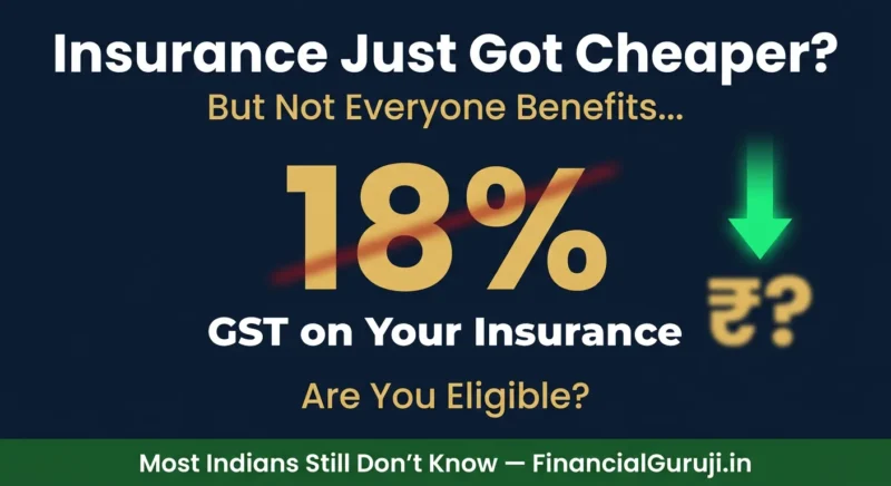 GST removed on insurance India showing 18 percent tax eliminated on individual health and life insurance premiums from September 2025 with annual savings calculation for term and health policies