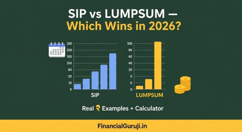 Comparison chart of SIP vs lumpsum investment returns for 2026 with Financial Guruji calculator examples.
